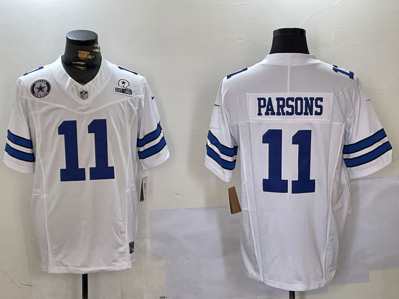 Men Dallas Cowboys #11 Parsons White 2024 Nike Three generations Vapor Limited NFL Jersey style 8